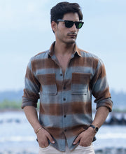 Brown Brushed Checks Shirt.
