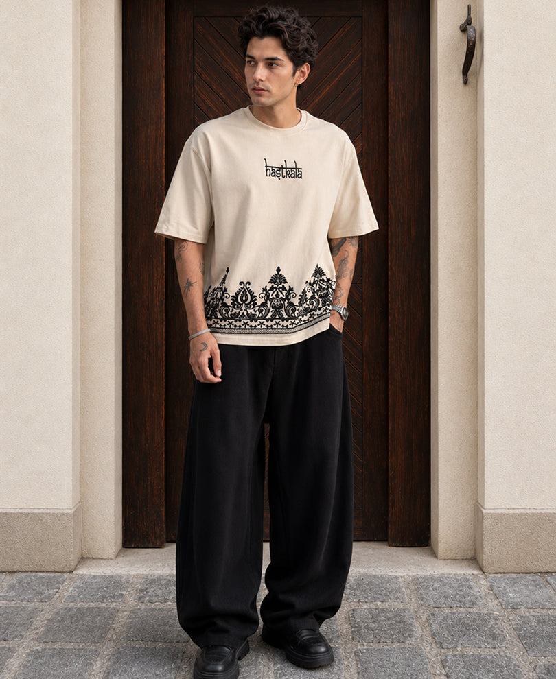 Cream Embroidered T-Shirt