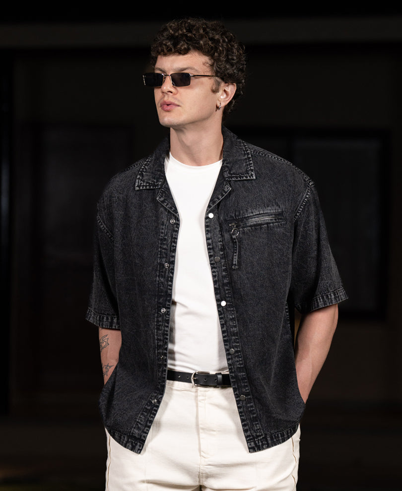 Charcoal Washed Denim Shirt