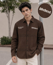 Brown Embroidered Checks Overshirt