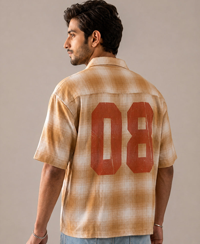 Beige Structured Checks Shirt