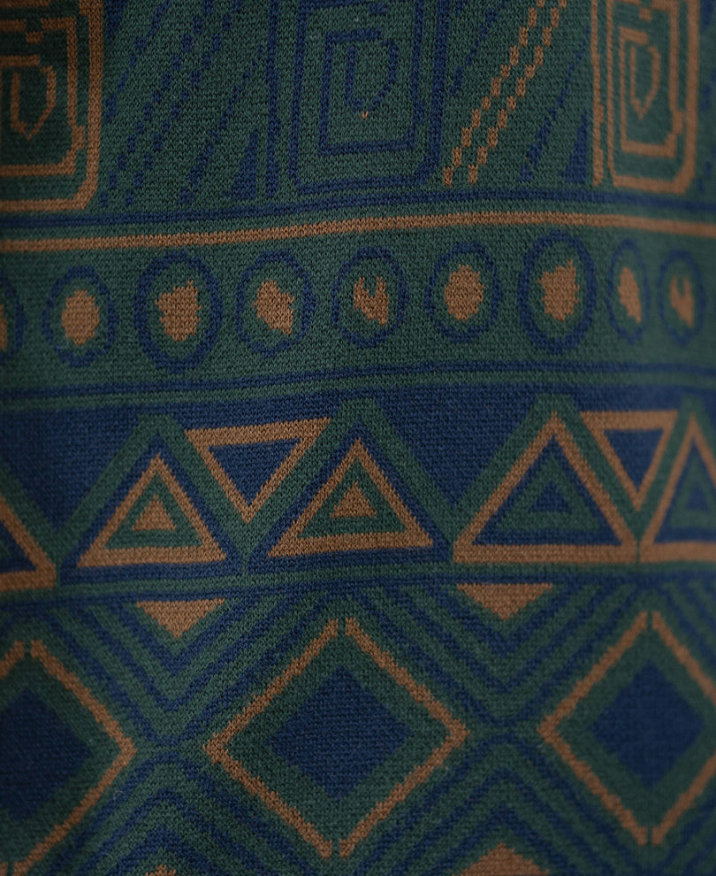 Multicolour Geometric Jacquard Knit T-Shirt 100% Cotton