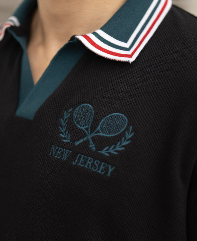 Black Knit Embroidered T-Shirt