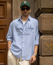 Blue Printed Striped Shirt