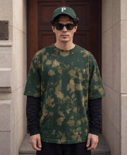 Olive Tie-Dye Print Doctor Sleeve T-Shirt 100% Cotton