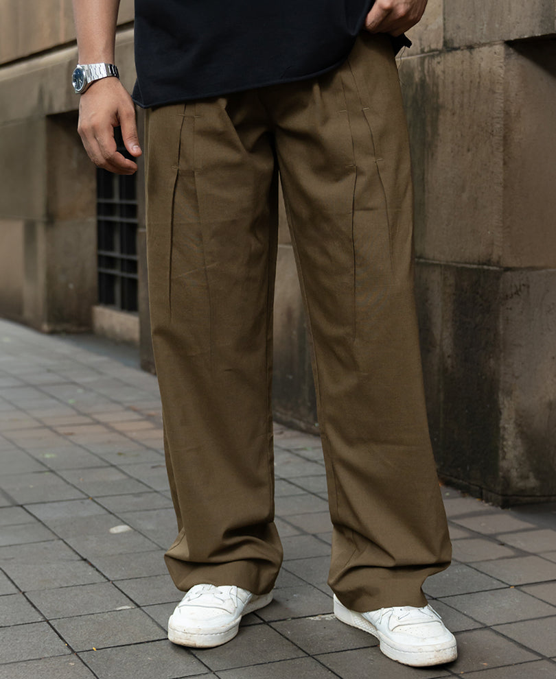 Brown Pleated Trousers
