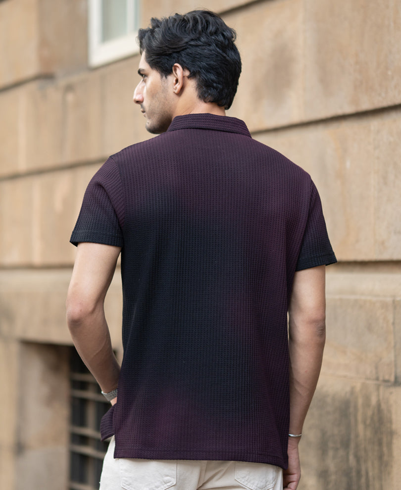 Wine Sprayed Structure T-Shirt.