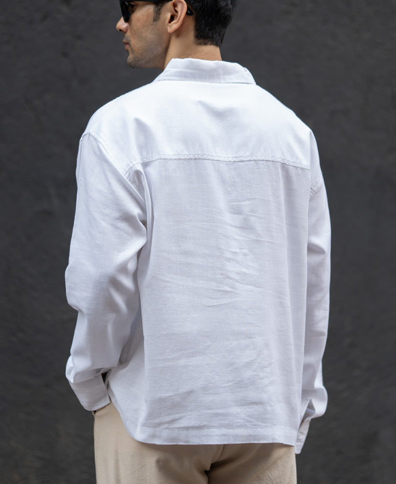 White Lightweight Structured Kurta Shirt.