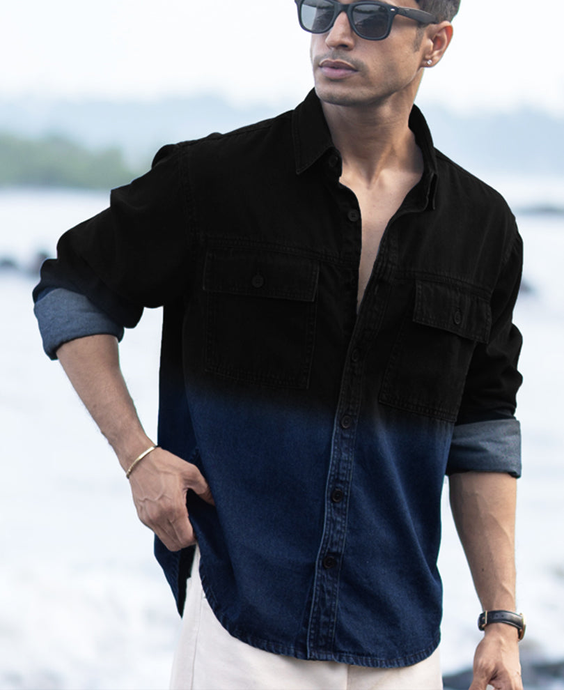 Black Ombre Denim Shirt.
