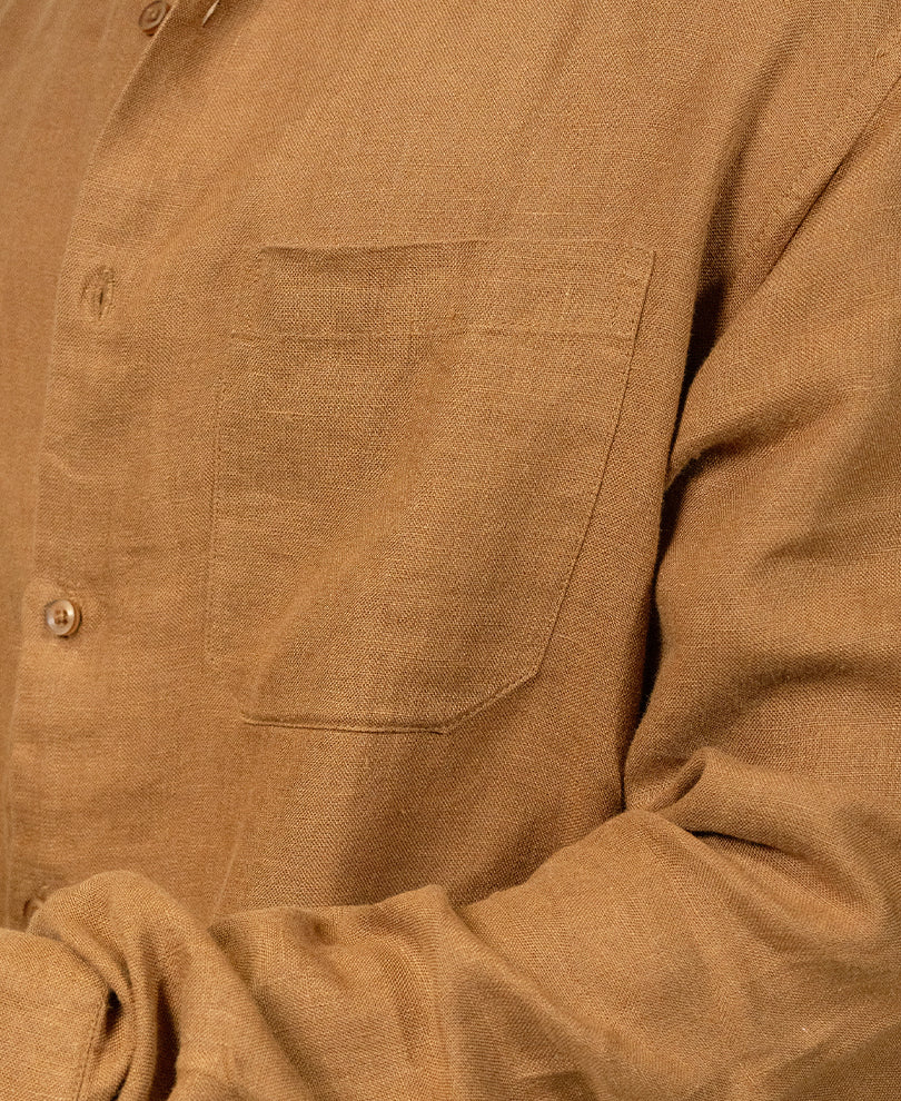 Light Brown 100% Linen Shirt
