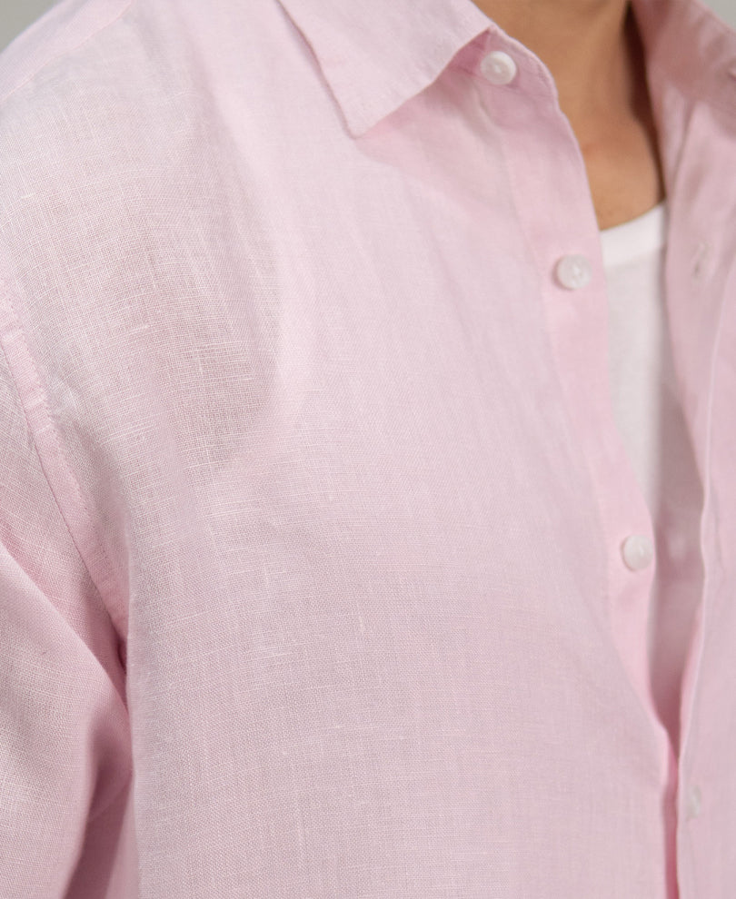 Light Pink 100% Linen Shirt
