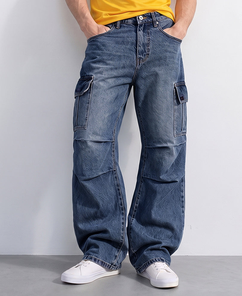 Blue Washed Cargo Jeans