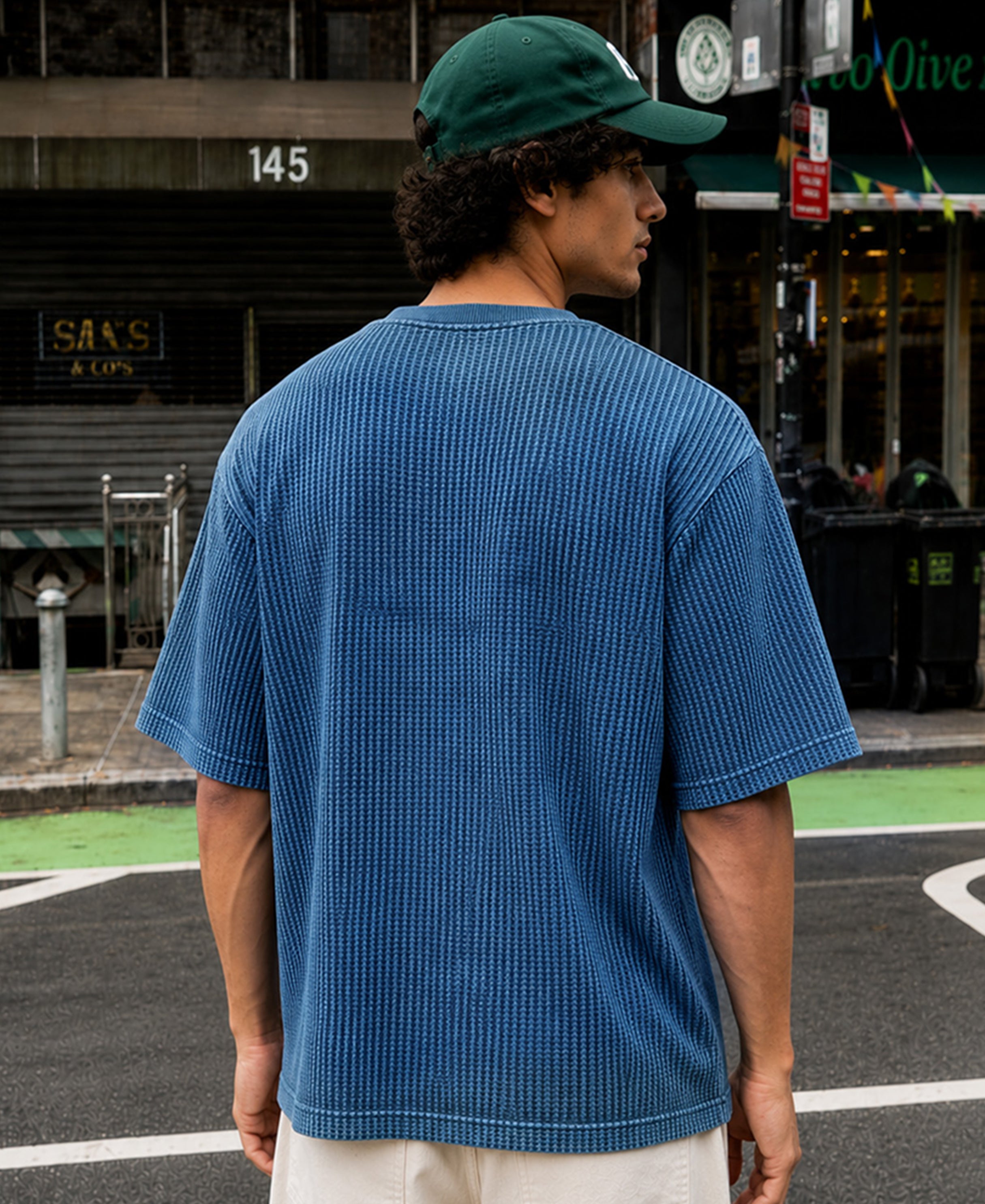 Blue Washed Structure T-Shirt