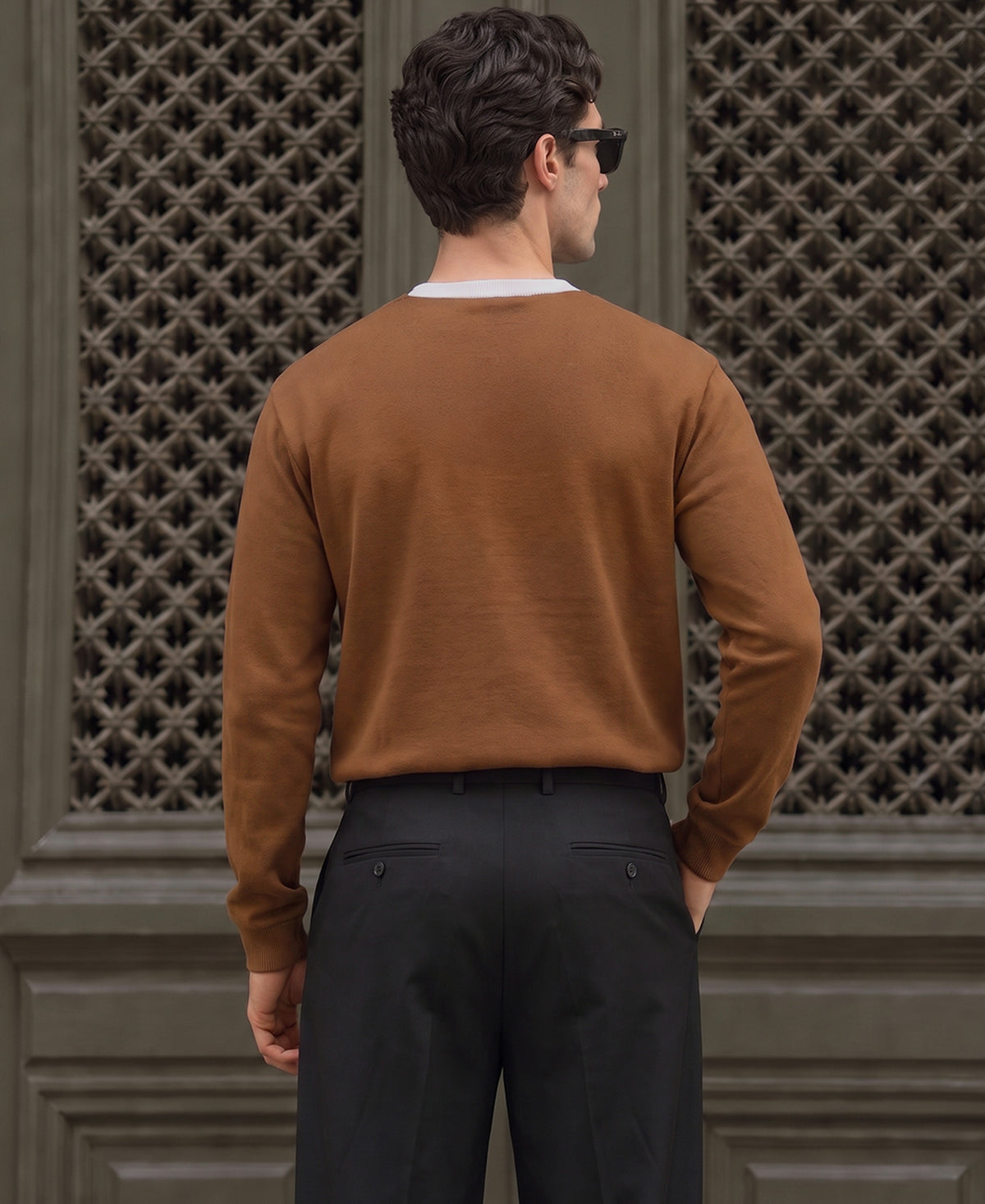 Brown Contract Double Neck T-Shirt 100% Cotton