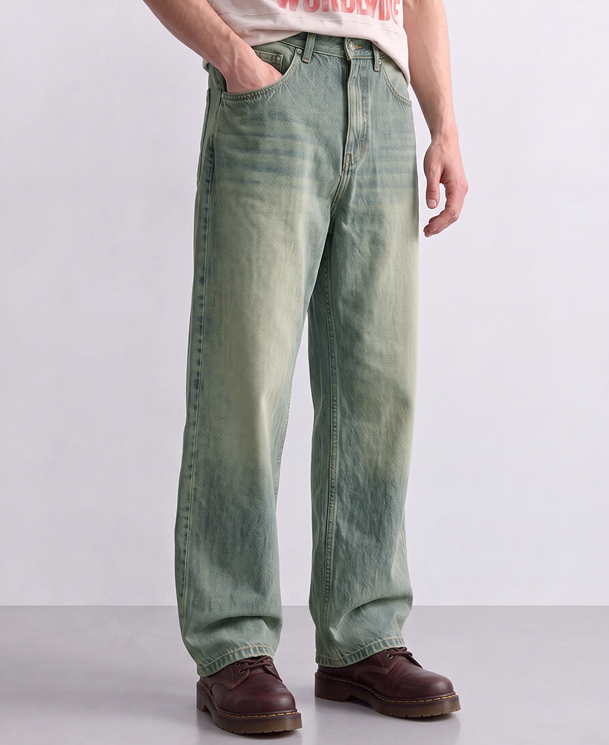 Tinted Blue Washed Baggy Jeans