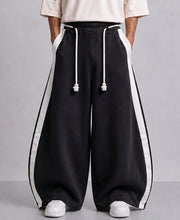 Black Panelled Barrel Fit Trackpant