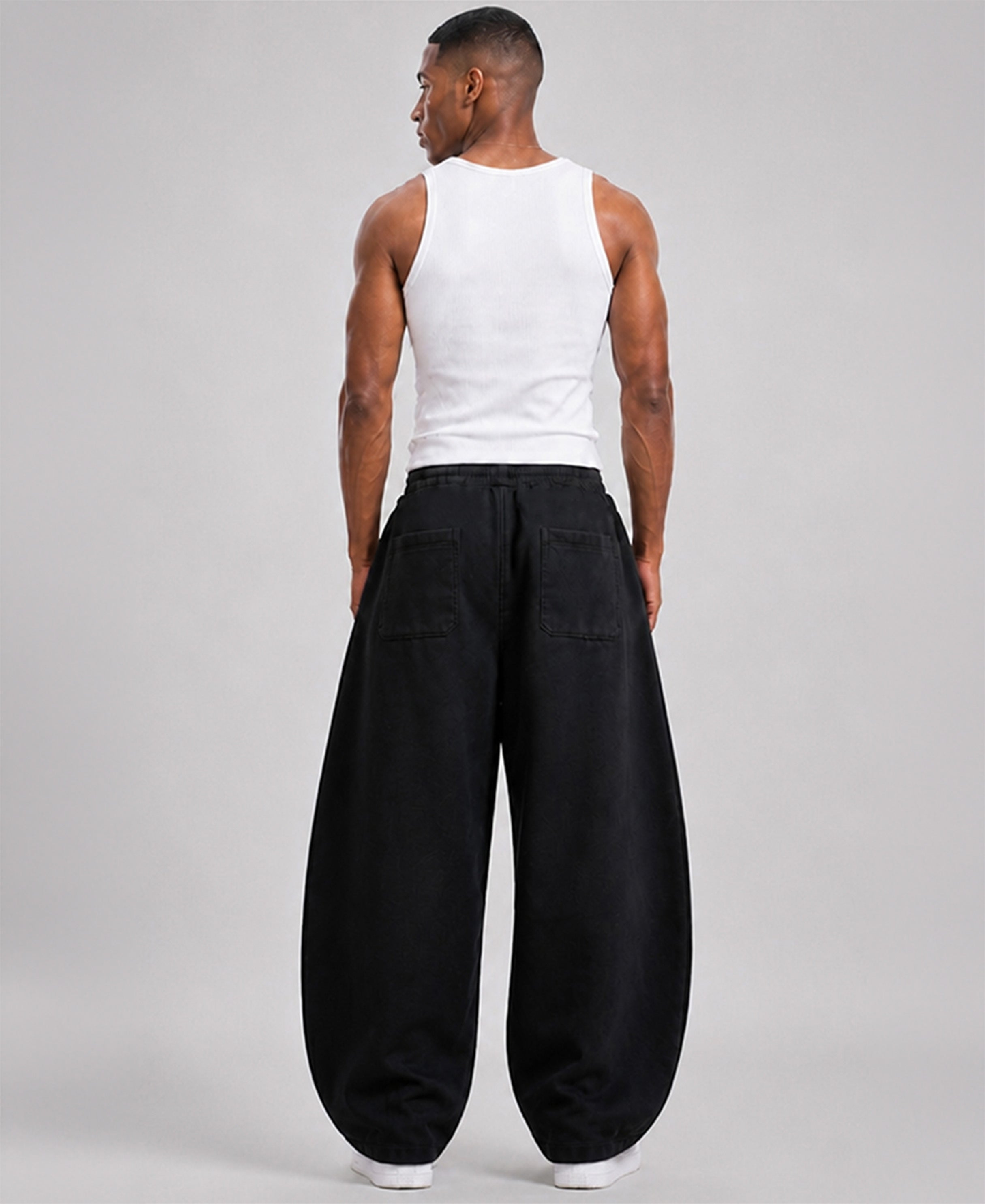 Black Barrel Fit Trackpants