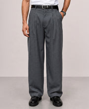 Grey Pleated Baggy Trousers