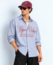 Blue Stripe Printed Cotton Shirt 100% Cotton