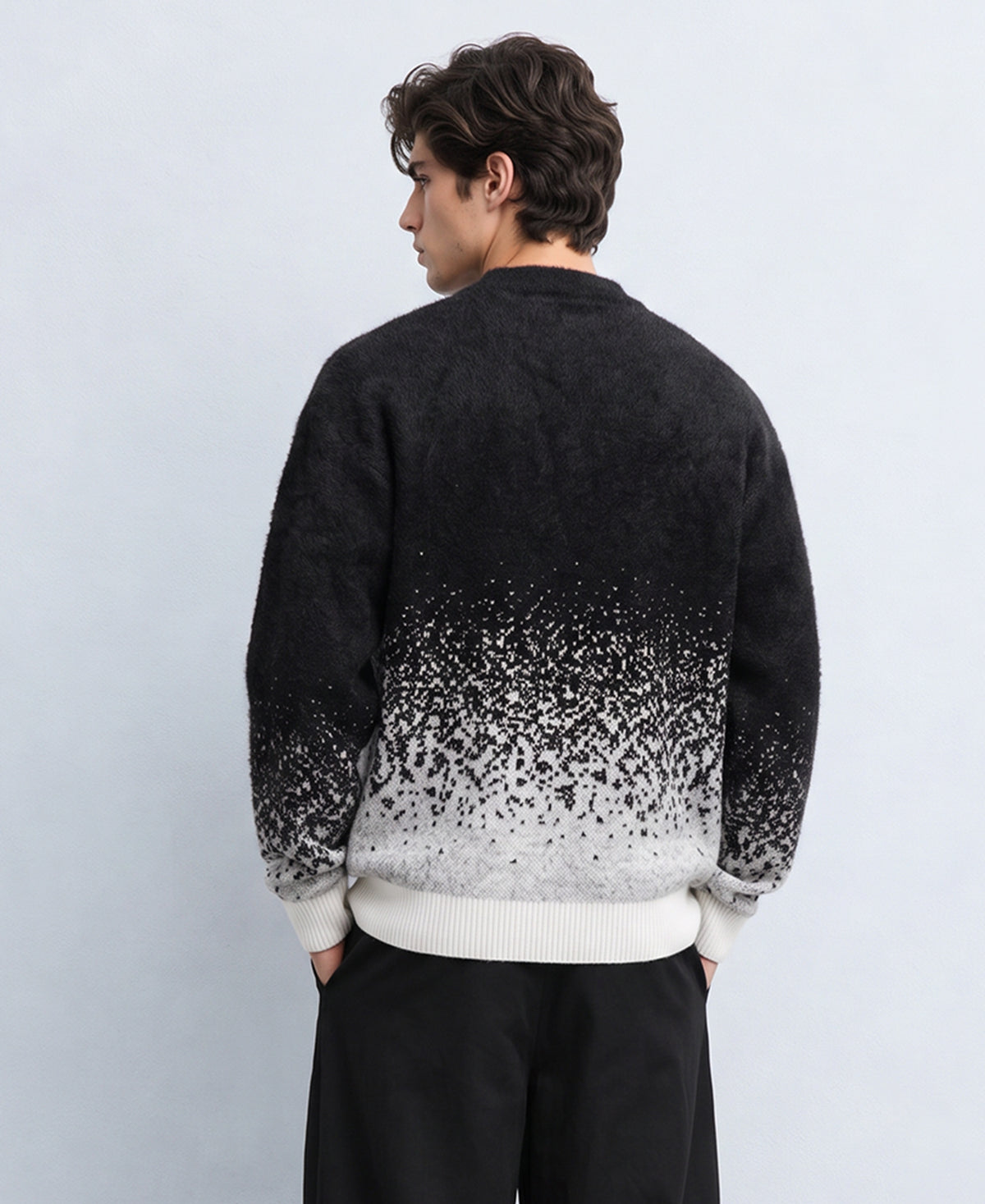 Black Ombre Jacquard Sweater