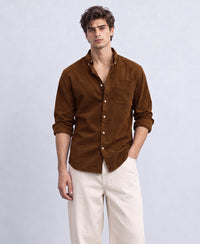Tan Brown Corduroy Buttondown Shirt 100% Cotton