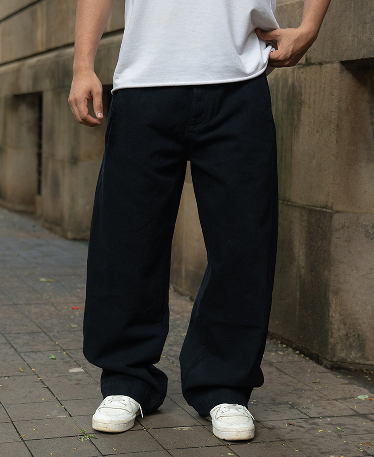 Black Washed Barrel Fit Jeans