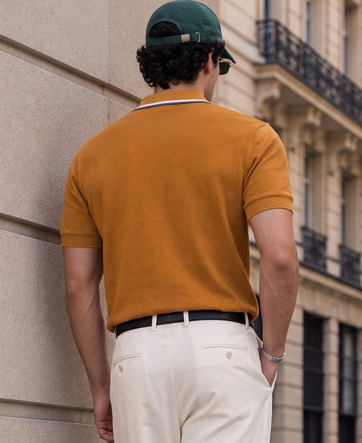 Ochre Yellow Knit T-Shirt 100% Cotton