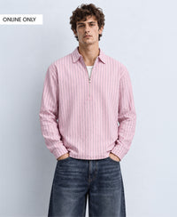 Pink Striped Zipper Shirt