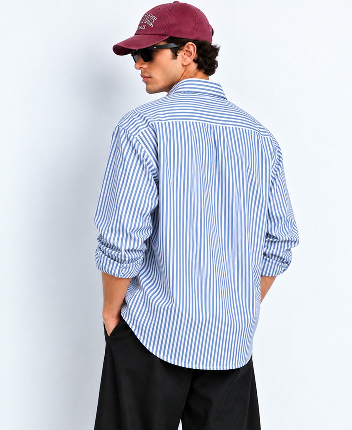 Blue Stripe Printed Cotton Shirt 100% Cotton