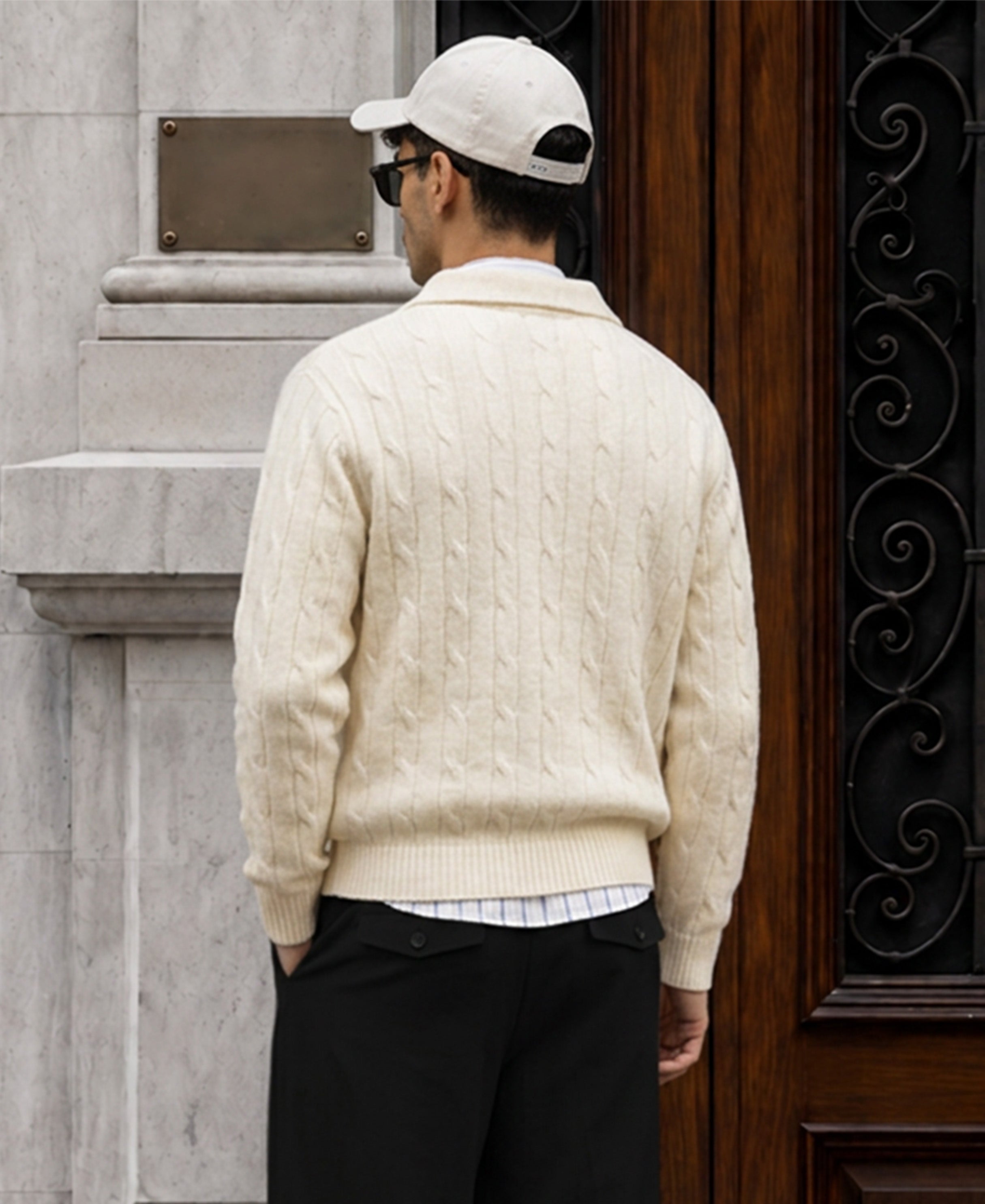 Off-White Cable Knit Zipper Sweater