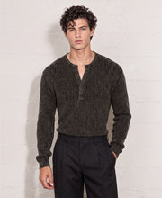 Black Washed Rib Knit T-Shirt 100% Cotton