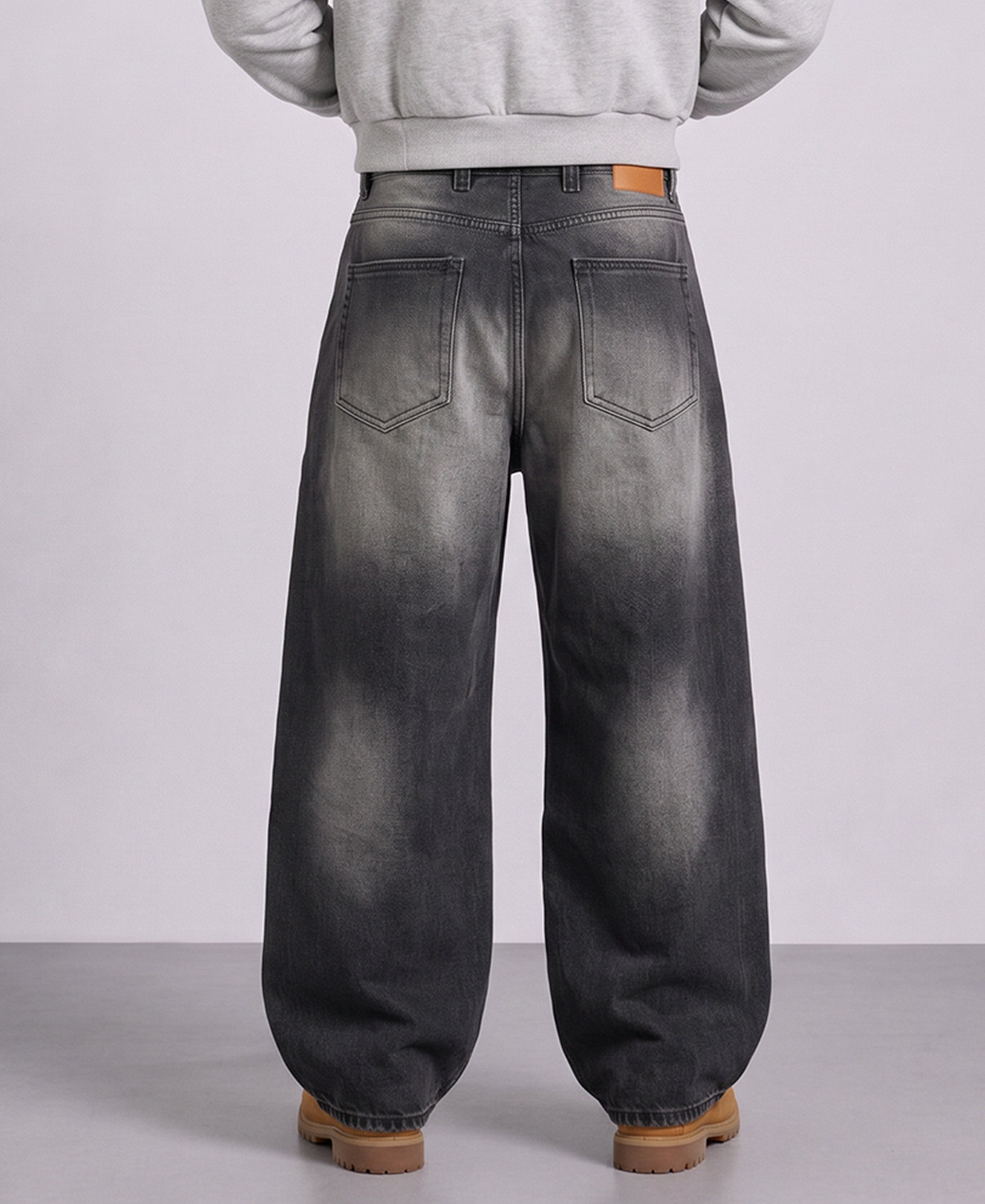 Black Washed Baggy Denim Jeans
