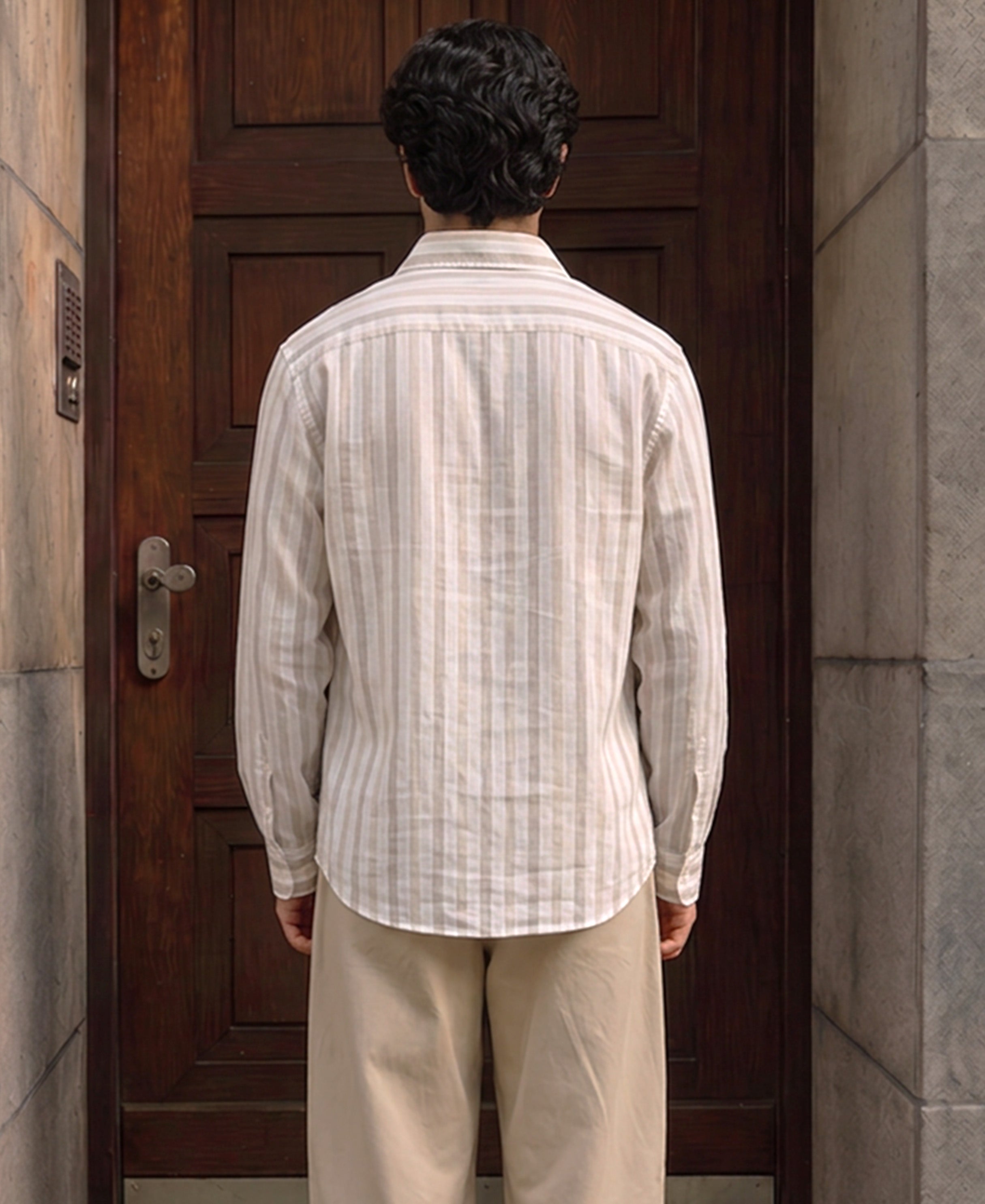 Beige Lightweight Stripe Shirt