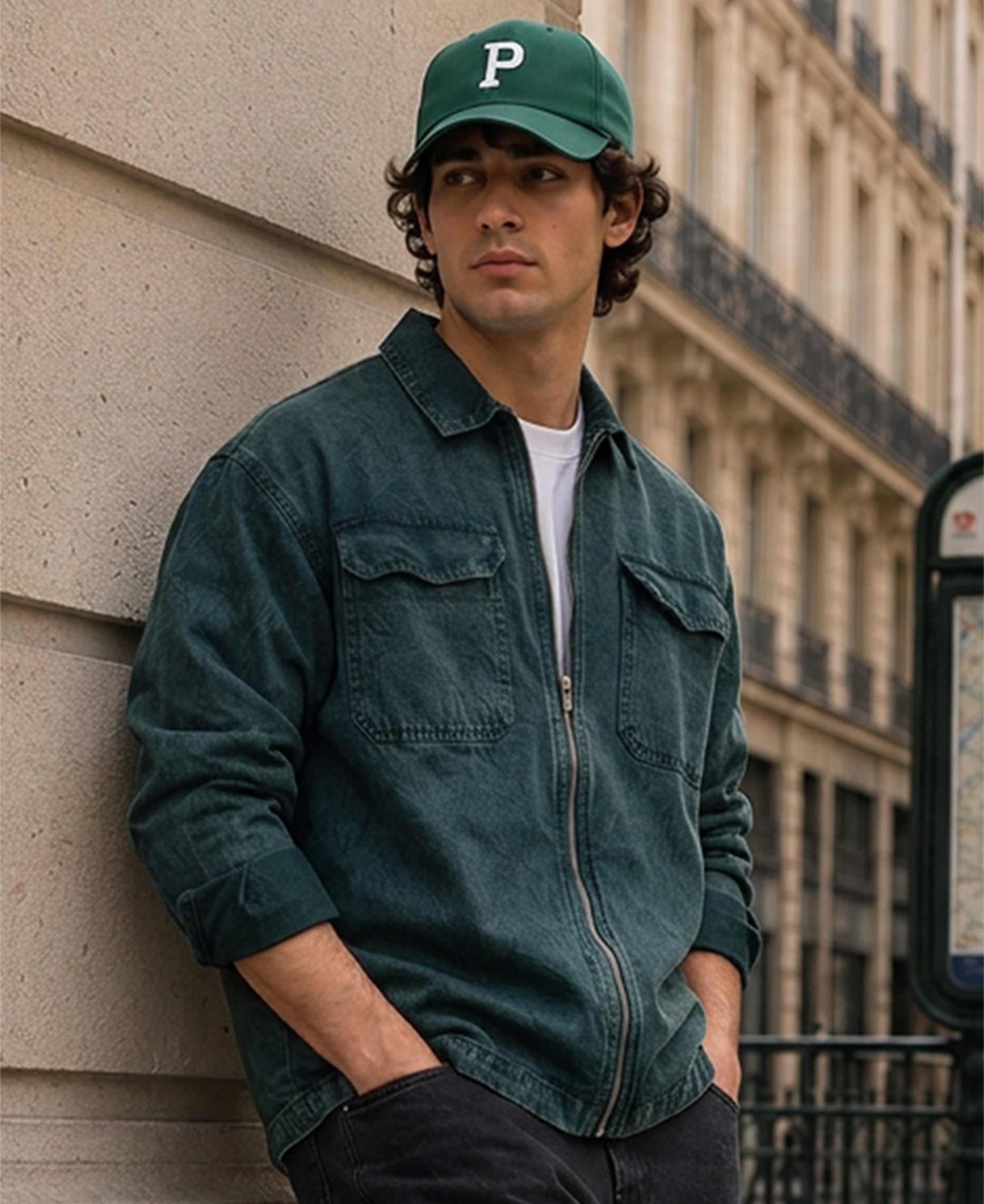 Dark Teal Washed Denim Overshirt