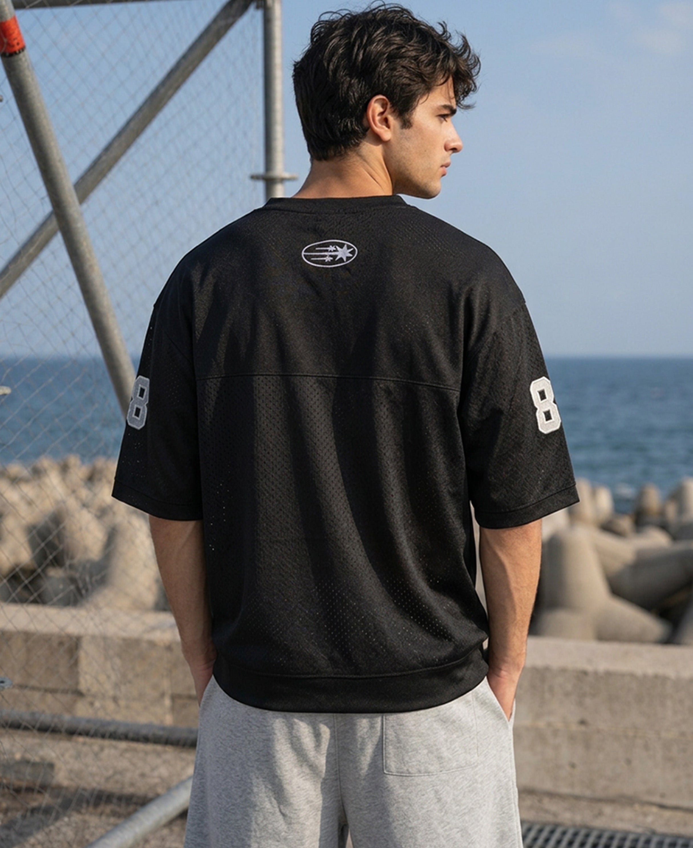 Black Embroidered Jersey T-Shirt