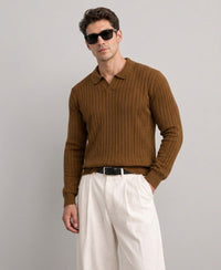 Brown Striped Knit T-Shirt
