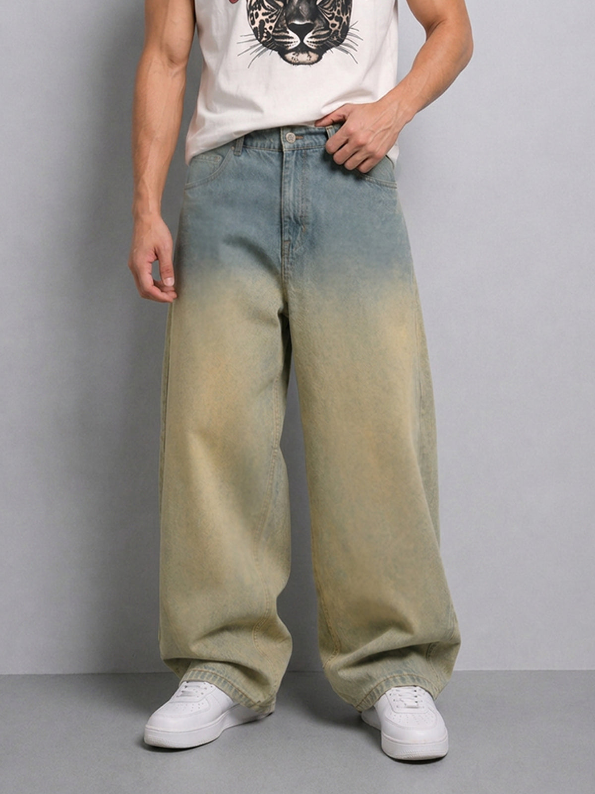 Tinted Blue Ombre Baggy Jeans
