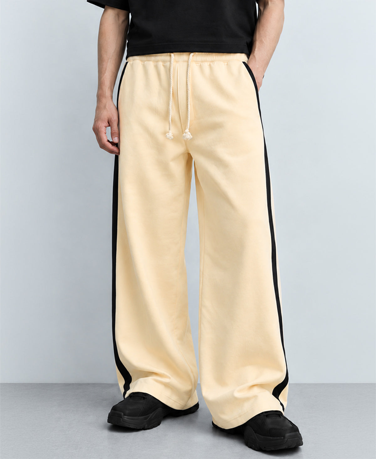 Cream Contrast Detail Trackpants