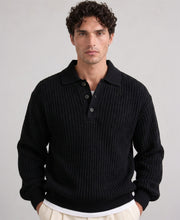 Black Structured Polo Neck Sweater