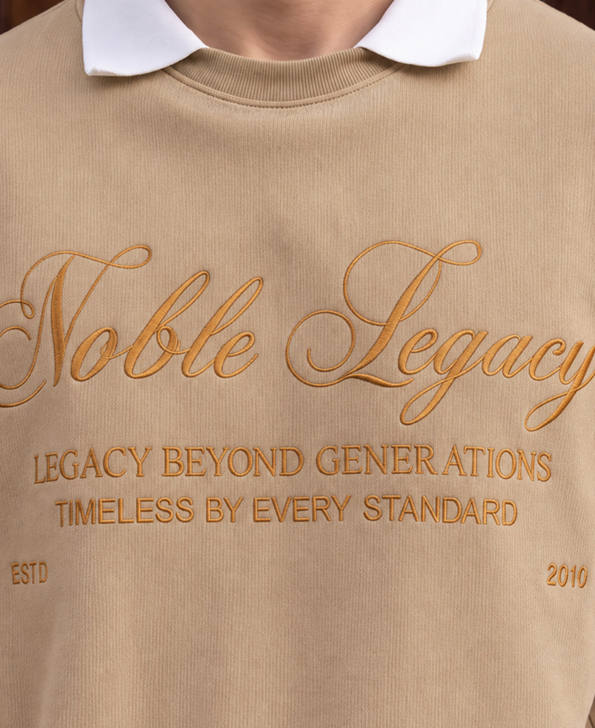 Beige Embroidered Knitted T-Shirt