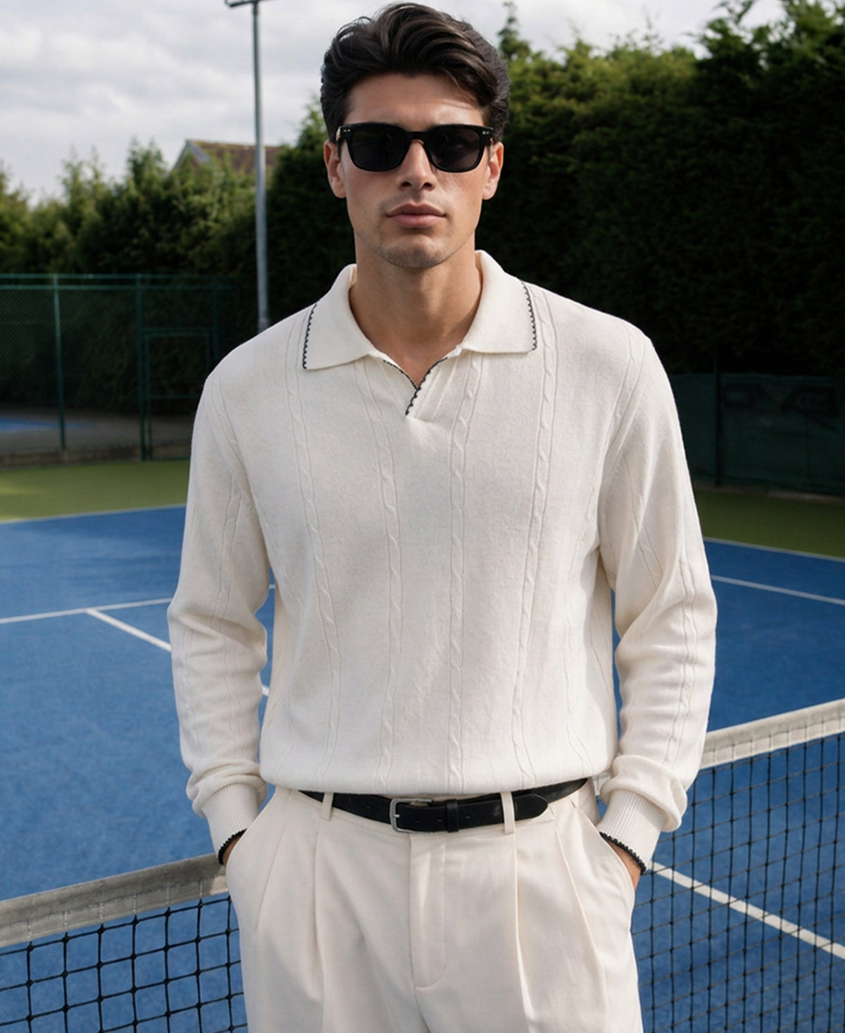 White Cable Knit T-Shirt 100% Cotton