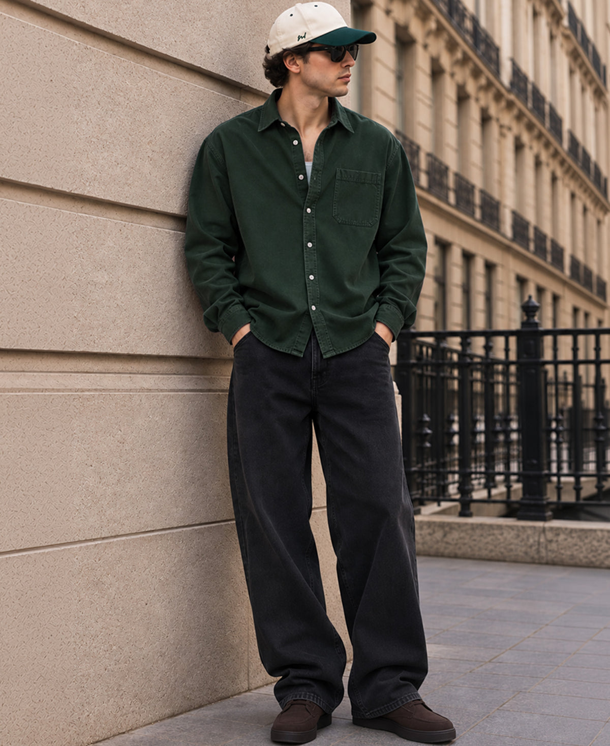 Pine Green Washed Twill Shirt
