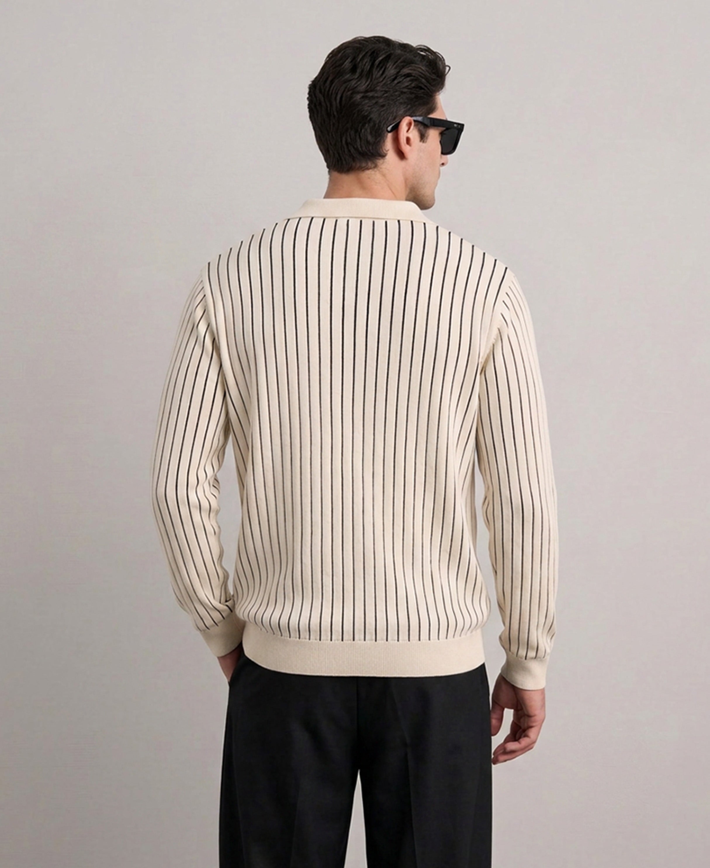 Off White Striped Knit T-Shirt