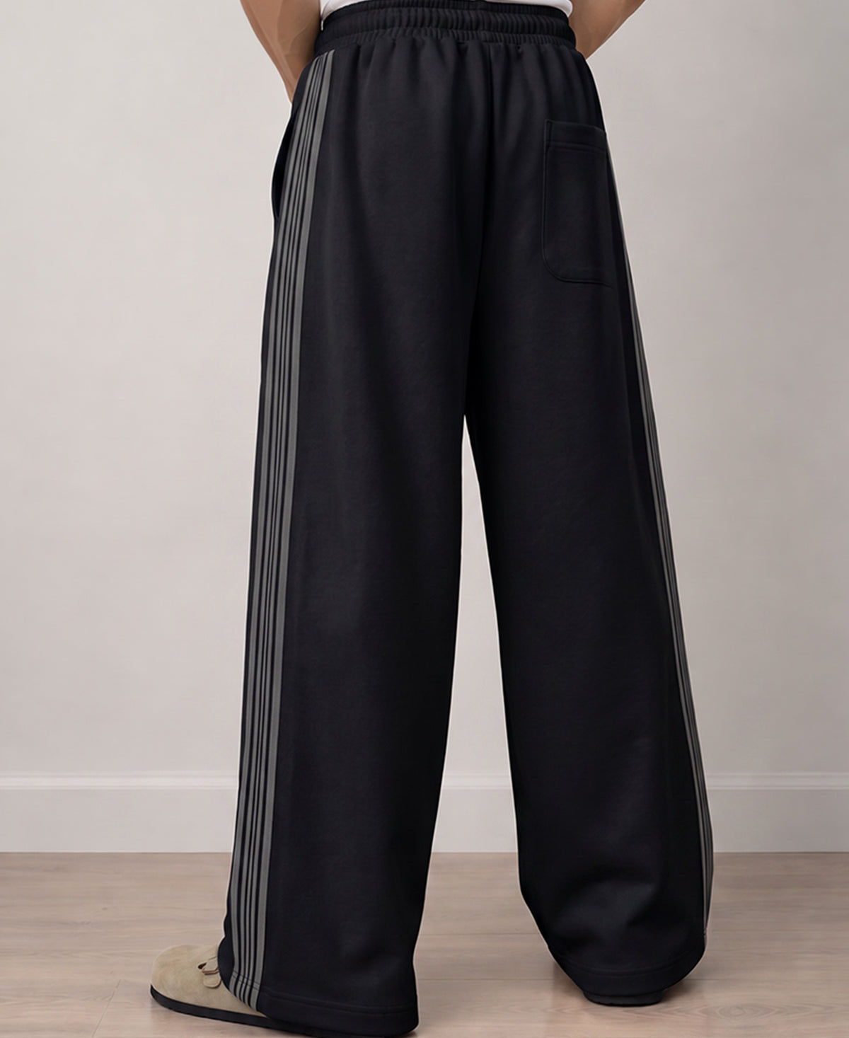 Black Tape Detail Baggy Trackpant