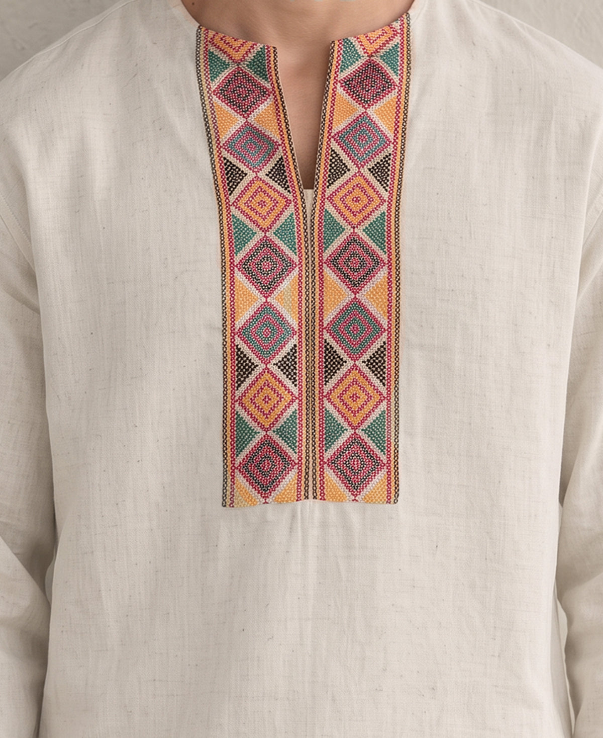 Natural Embroidered Kurta