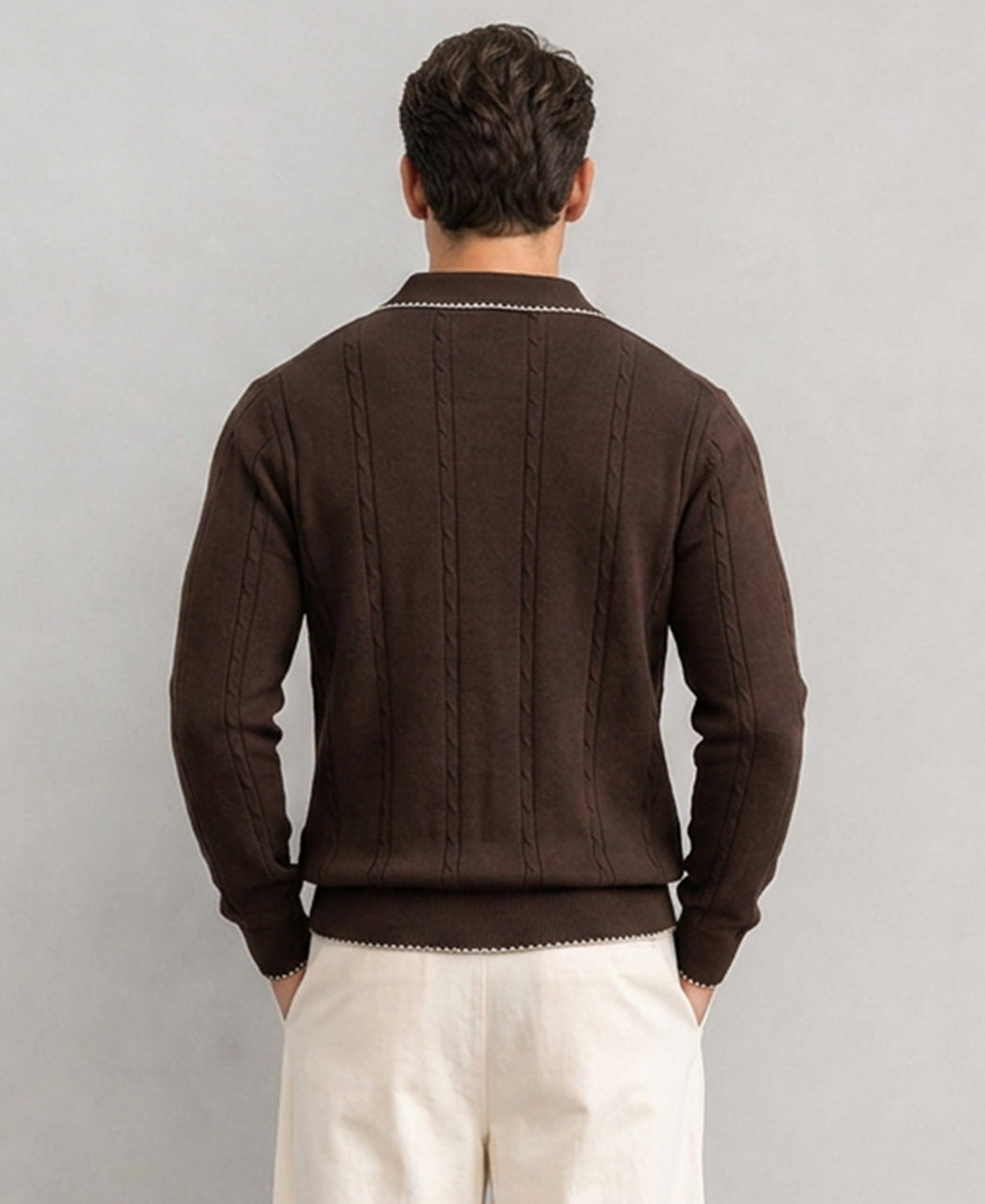 Brown Cable Knit T-Shirt 100% Cotton