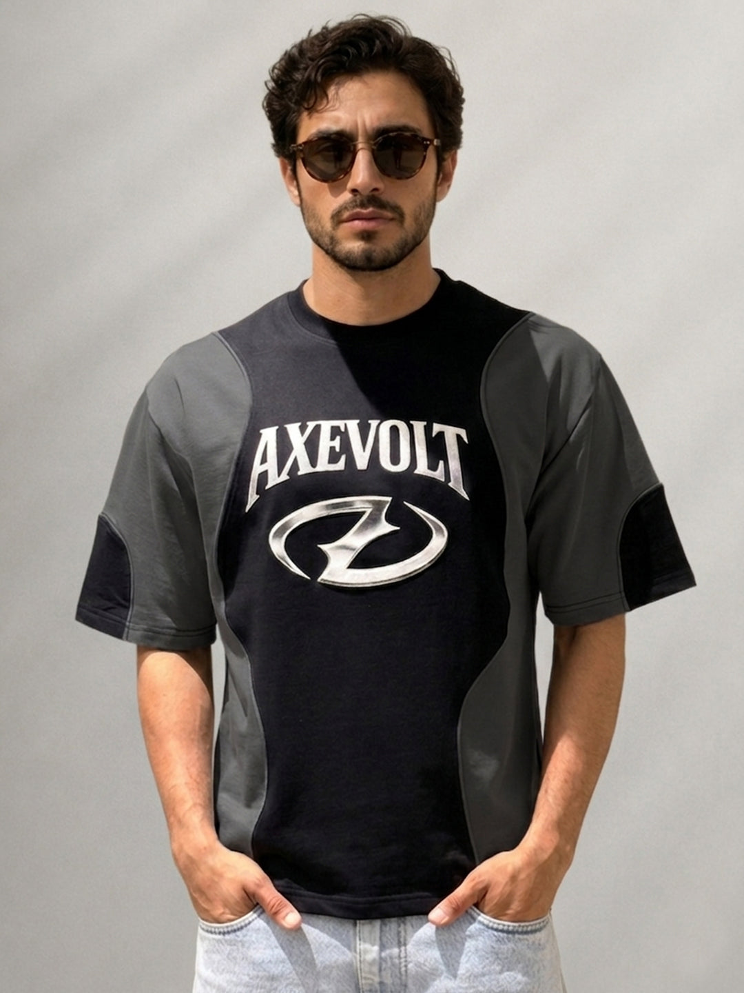 Buy Black & Grey Graphic Panel T-Shirt for Men | POWERLOOK