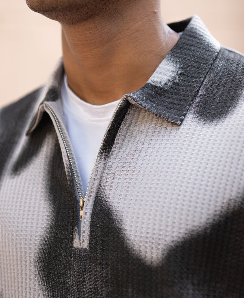 Grey Printed Structure T-Shirt.