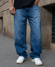Mid Blue Washed Panel Jeans