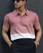 Brick Ombre Knit Polo T-Shirt.
